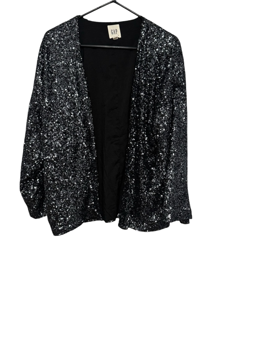 GAP Black Sequin Open-Front Blazer